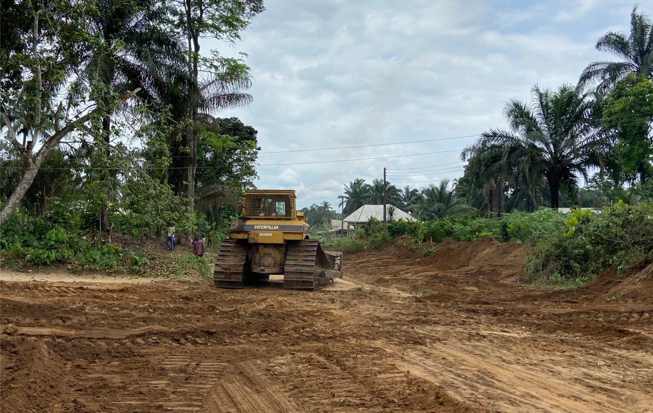 Bulldozer working on a road construction